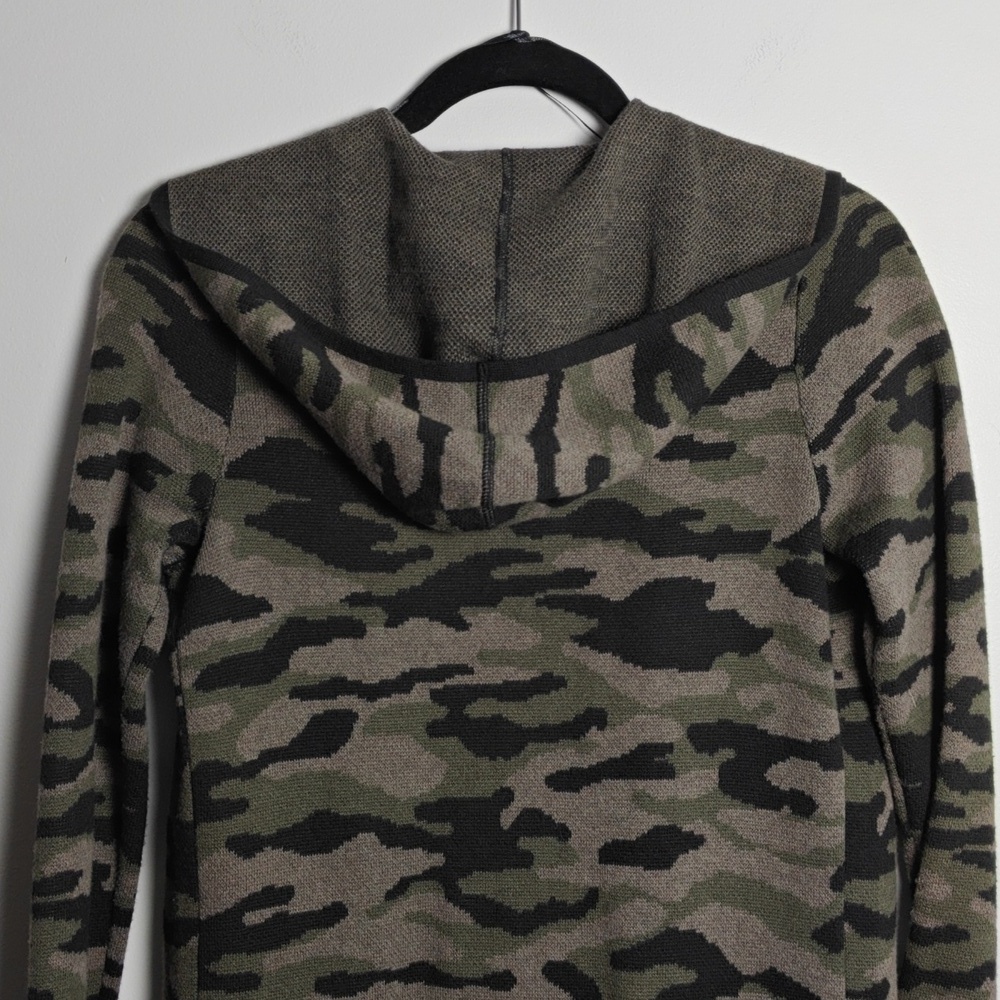 RACHEL ZOE Camouflage Hooded Open Knit Long Sleeve Cardigan Sweater Size XS - Picture 13 of 16